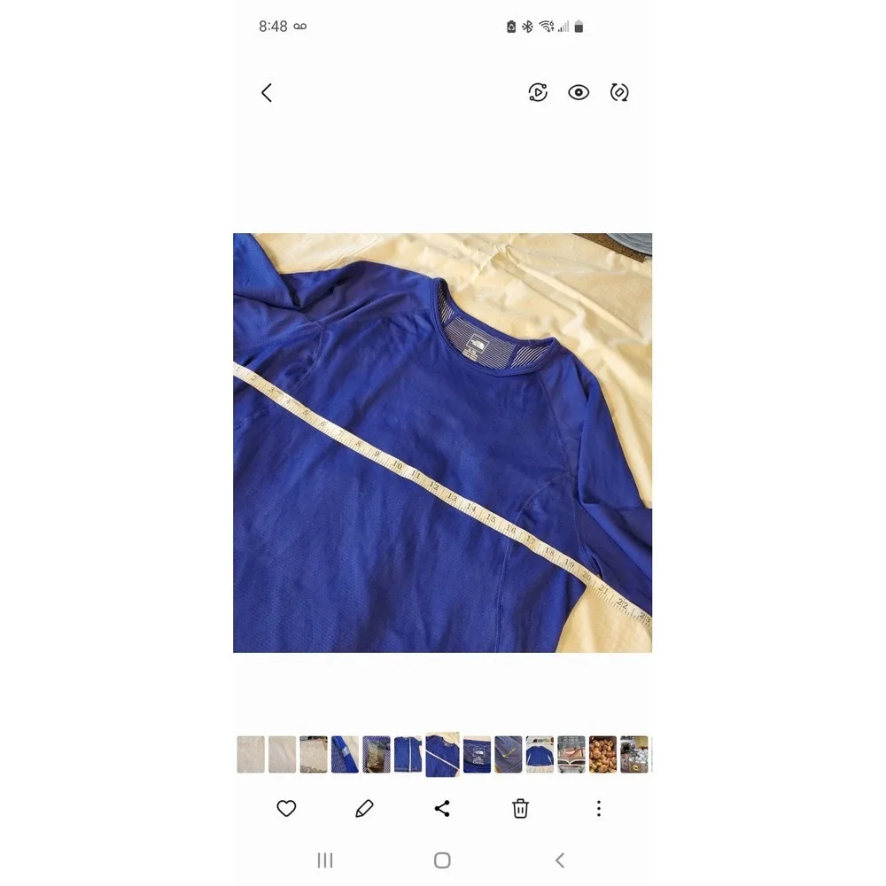 Northface Men's L‎ Long Sleeve Flashdry  Blue Active Top Base Layer Outdoor